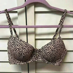 Shade & Shore Cheetah Print Bikini Top - Size 34B